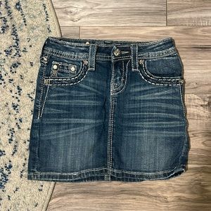 Kids Miss Me Jean Skirt White Stitching & Bling - Size 8